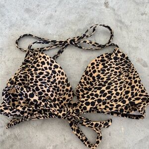 Victoria's Secret Black and Tan Cheetah Animal Print Bikini Top
